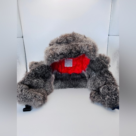 Lil Mad Bomber Kids Rabbit Fur Trapper Hat blue  Size small WARM Ear Flaps - Picture 3 of 11